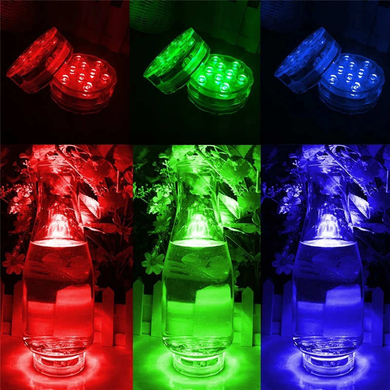 10 Led с дистанционным управлением RGB погружной свет на батарейках подводная Ночная