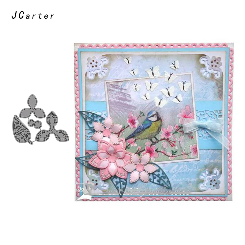 

JCarter Flower with Leaves Metal Cutting Dies Stencils Scrapbooking DIY Embossing Folder Paper Cards Maker Handmade Album Crafts