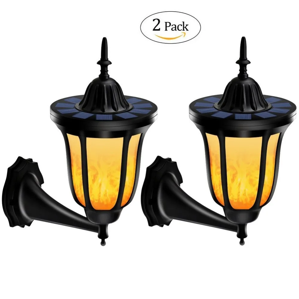 

Led Solar Wall Light Outdoor 96 LEDs Waterproof IP65 Solar Flame Lamp sensor Warm White Decor For Garden Mounted Night Lights