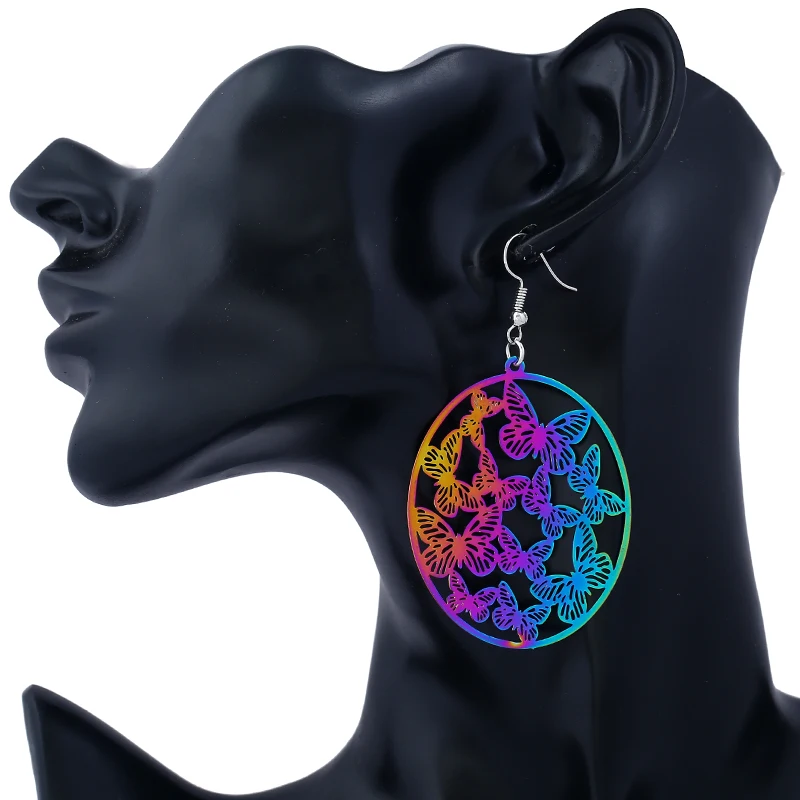 

Liuxsp Liuxspliuxsp Round Personality Pattern Hollow Long Section Drop Earrings Fashion Exaggeration Female Accessories Earrings