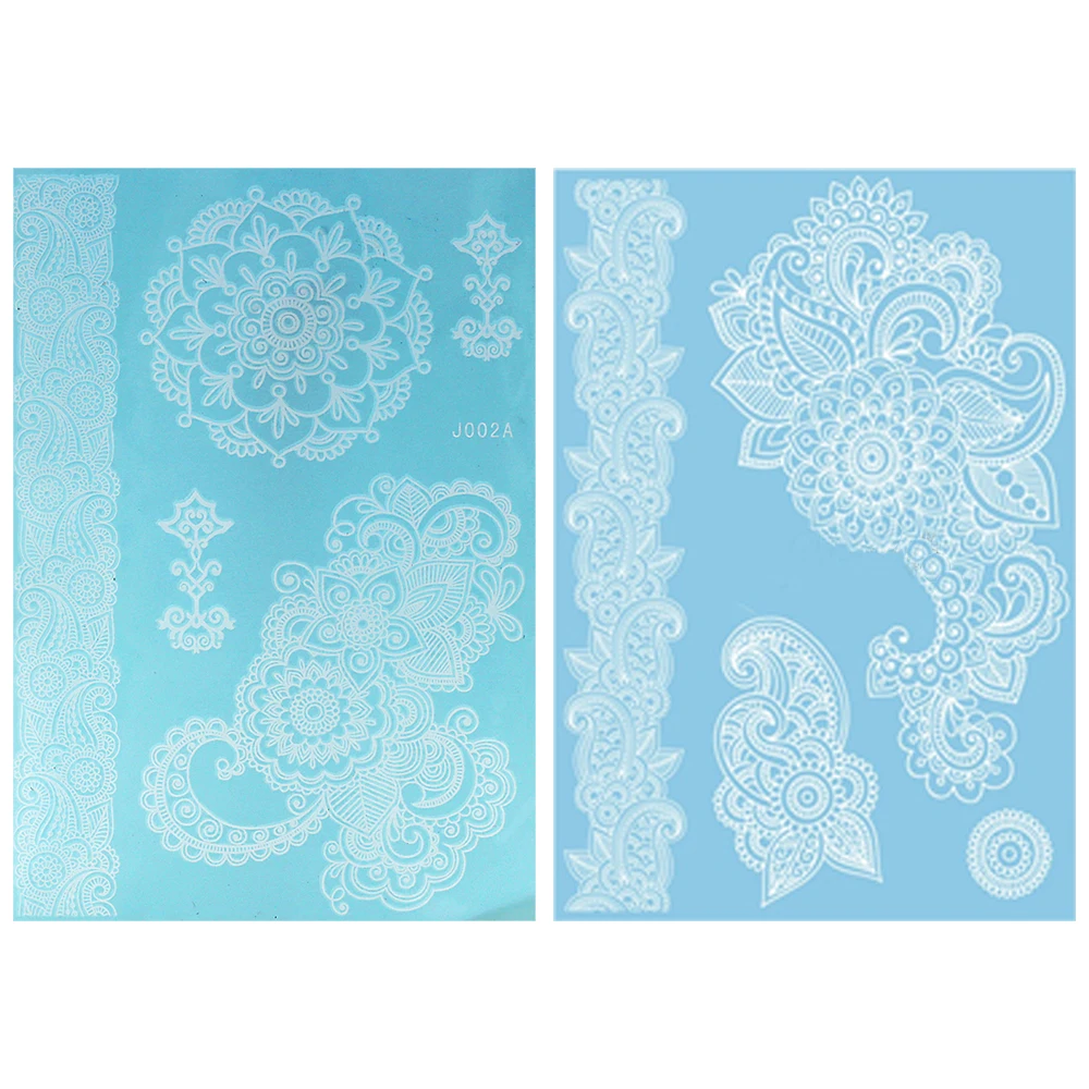 10 Pieces White Tattoo Temporary Sticker Flower Lace Design Bride Arm Chest Body Art Bracelet Choker Tattoo Sticker Wedding 2017