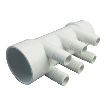 

PVC Water hotutb Manifold 2"S x 2" Spg with 6 3/4" Ports , 2" PVC Manifold female inlet &male outlet, 6 barbs spa distributor