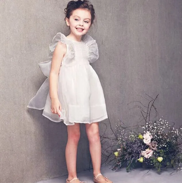 Брендовое летнее красивое платье принцессы для маленьких девочек; вечерние сетчатые платья с большой бабочкой; милое пляжное платье для школы; Лидер продаж - Цвет: white