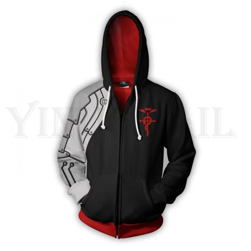 

Anime Fullmetal Alchemist Sweatshirts Men and Women Zipper Hoodies 3d Print Hooded Jacket for Boys Heatblast Harajuku Streetwear