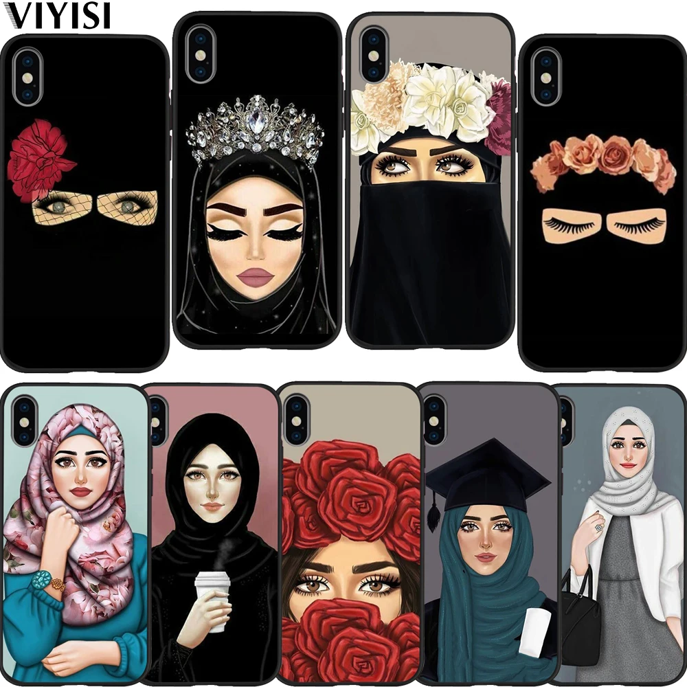 Hijab девушка мусульманская исламская глаза арабский телефонный чехол для iPhone 7 xr X