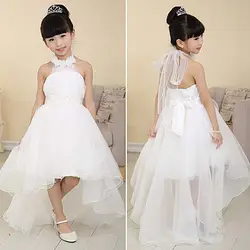 Детское платье/детское праздничное платье для девочек на день рождения, белые кружевные свадебные платья с цветочным узором для девочек