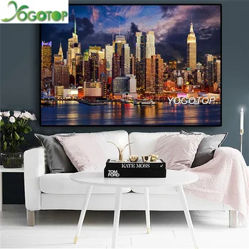 

YOGOTOP 5D DIY Full Diamond Painting Cross Stitch"New York City Manhattan Building"square Mosaic Rhinestones Embroidery YY539