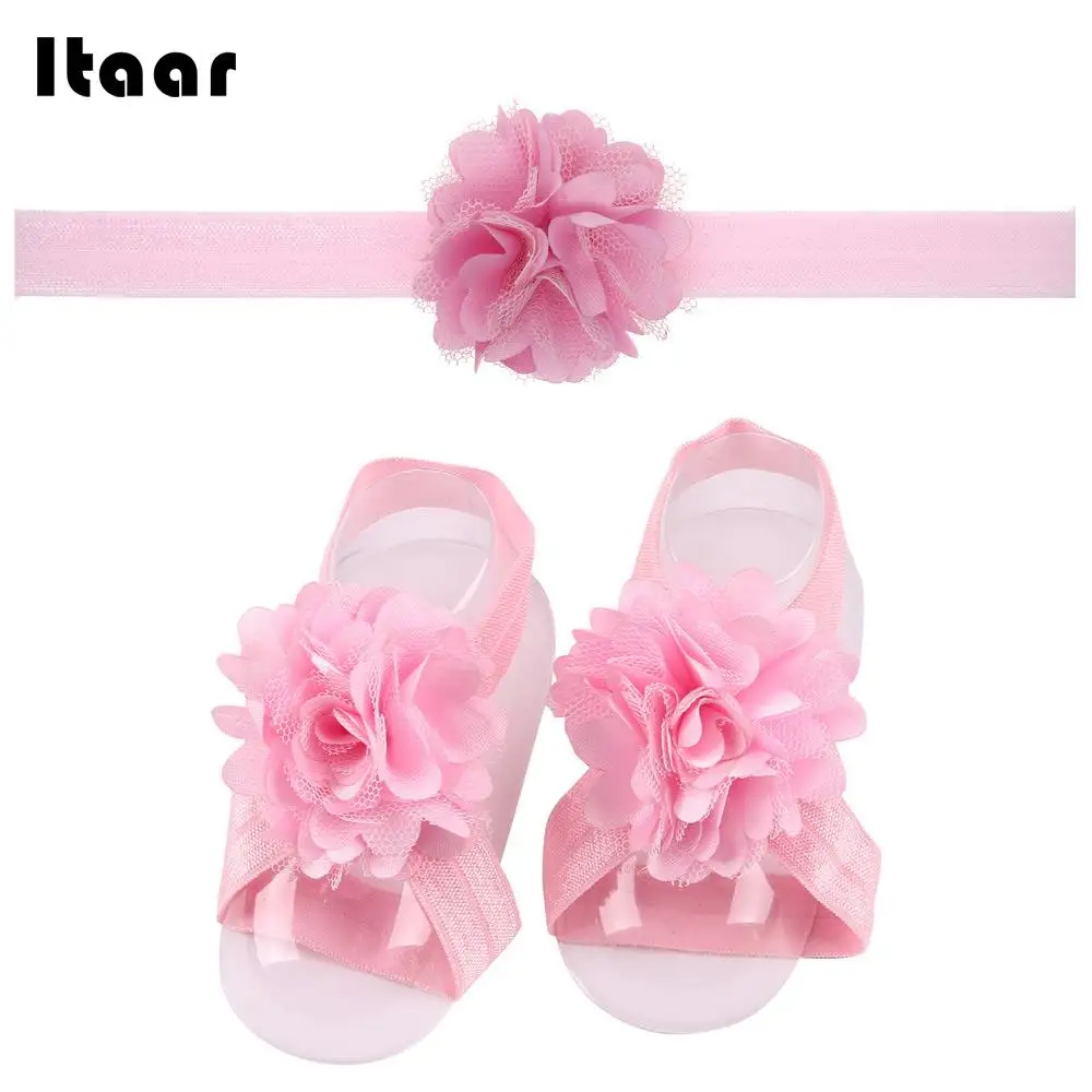 Baby Hair Accessories Baby Hair Band Barefoot Baby Lace Hair Accessories Kids Flowers Mother Sandals Baby Foot Flowers