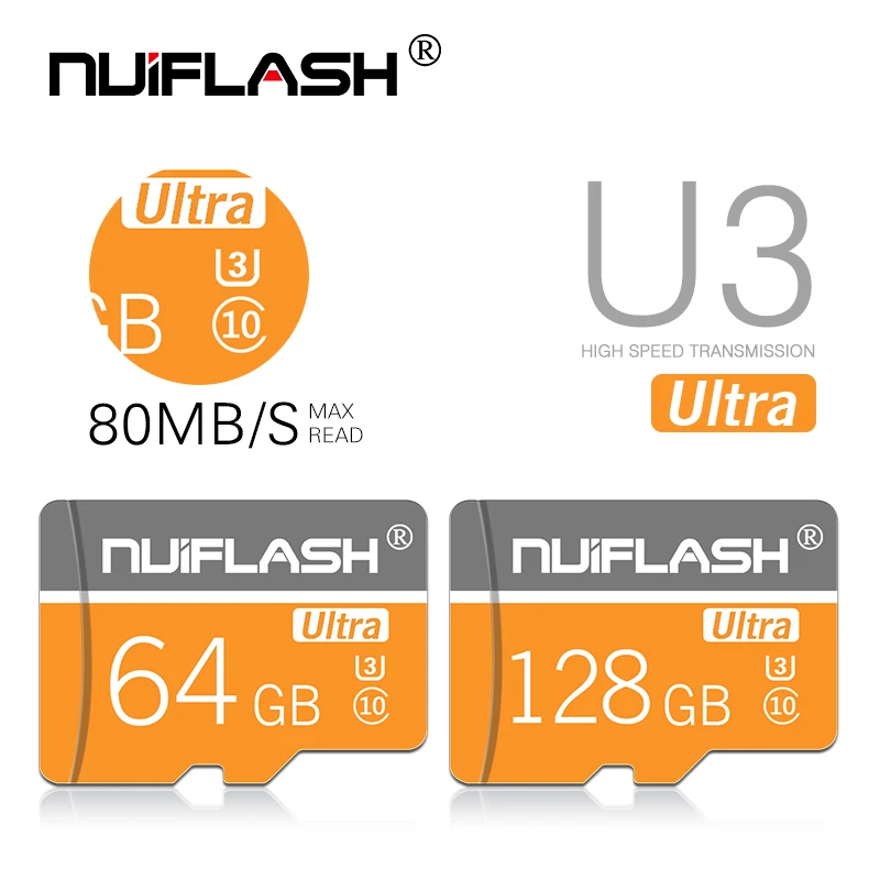 Nuiflash U3 Micro SD карта 16 ГБ 32 ГБ 64 Гб 128 ГБ 256 Гб карта памяти U3 Mini SD карта C4 8 Гб SDHC SDXC TF карта для смартфонов