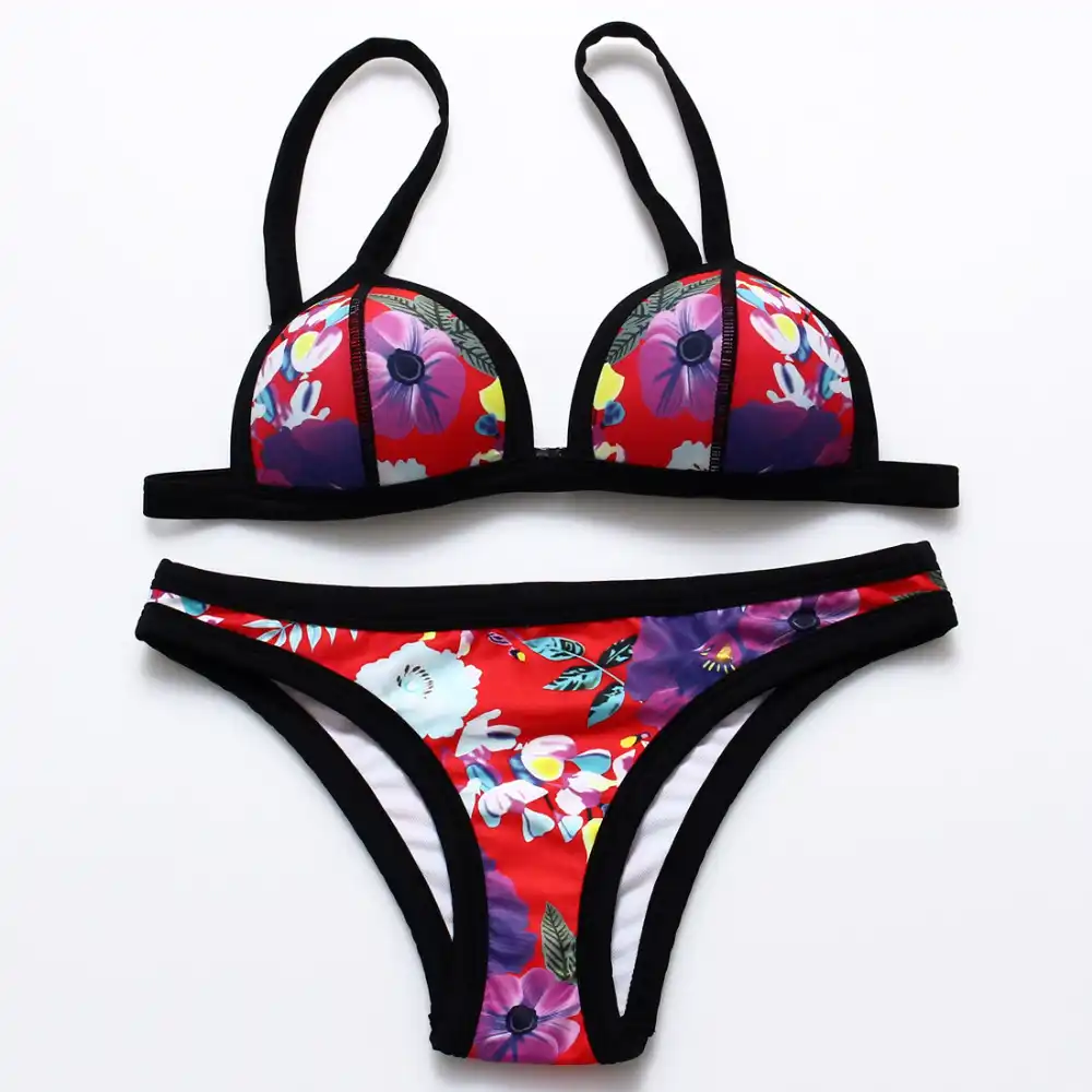 Bandea Sexy Women Swimwear Bikini Set Bandeau Print Swimwear Retro Swimsuit Beachwear Halter Bathing Suit Ha852 Bra Ring Bra Posturebra Case Aliexpress