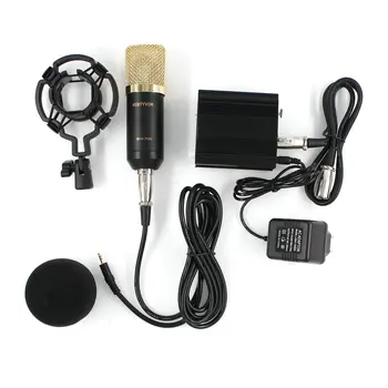 

BM-700 Wired Mic Condenser Studio Microphone with shock mount + nb-35 + Pop Filter + sound card + 48v phantom power for Computer