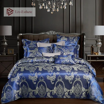 

Liv-Esthete Euro Jacquard Palace Luxury Bedding Set Double Queen King Duvet Cover Flat Sheet Decorative Bed Linen Home Textile
