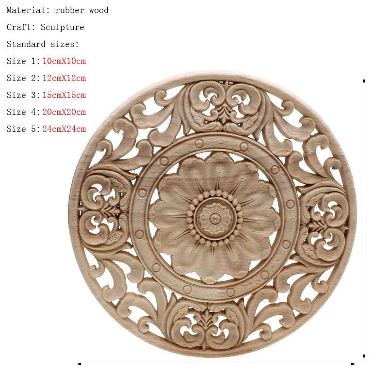 Ornament crafts Wooden figurine crafts Frame Door Cabinet Decorative Figurines Appliques for Furniture Home Decoration Accessories