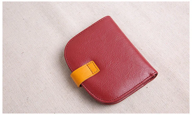 Mulheres, botão-up mini bolsa, carteira de couro retro