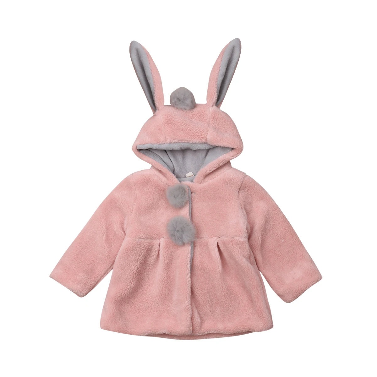 

Baby Girls Kids Winter Rabbit Ear Bunny Hooded Coat Long Sleeve Jacket Outwear Snowsuit Heavyweight Clothes