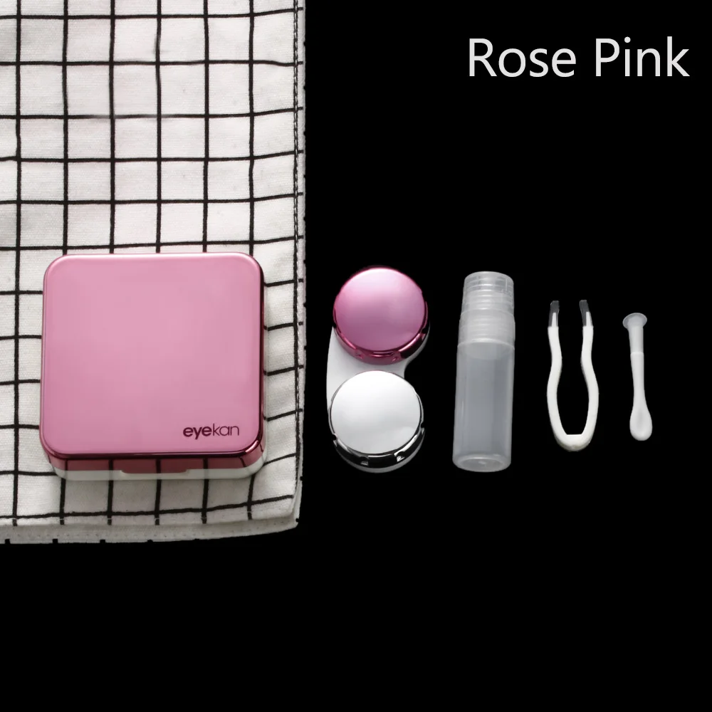 Rose Pink 1 шт. ABS пластик квадратное зеркальное покрытие разноцветные контактные линзы Чехол Дорожный контейнер держатель для хранения Коробка для хранения очки аксессуары - Цвет: Rose Pink