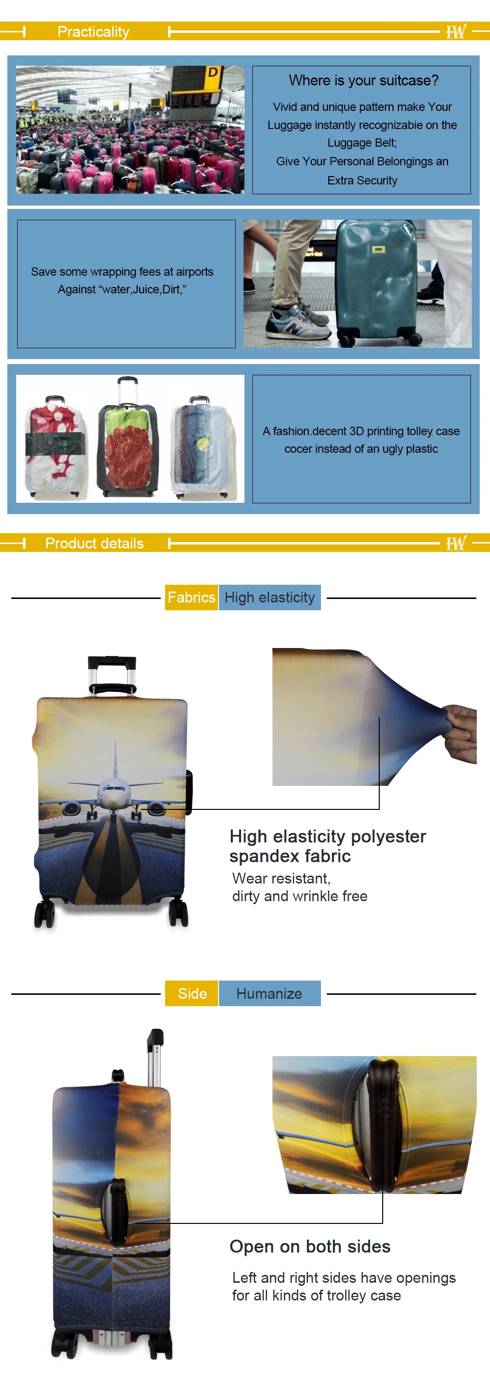 Конский дизайн печать противообрастающий пылезащитный растягивающийся багажный чехол водонепроницаемое покрытие чемодана из высокоэластичной ткани