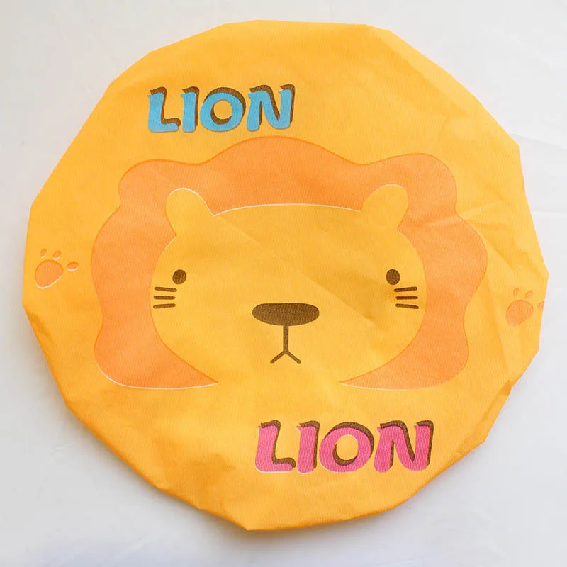 Orange Lion Милый мультяшный колпачок для душа, женская шапка для ванны и сауны, кружевная эластичная лента, шапочка для спа, женская детская Защитная шапка для волос - Цвет: Orange Lion