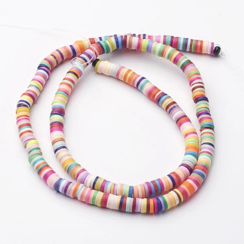 

Mixed Color Flat Round Handmade Polymer Clay Bead Spacers Loose Disc Bead for jewelry making DIY 380~400pcs/strand 17.7" F70