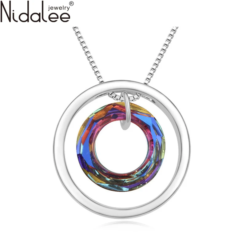 2016 More Colors Round Crystal Pendant Maxi Necklace Women Crystal From Swarovski Statement Necklaces Party wedding