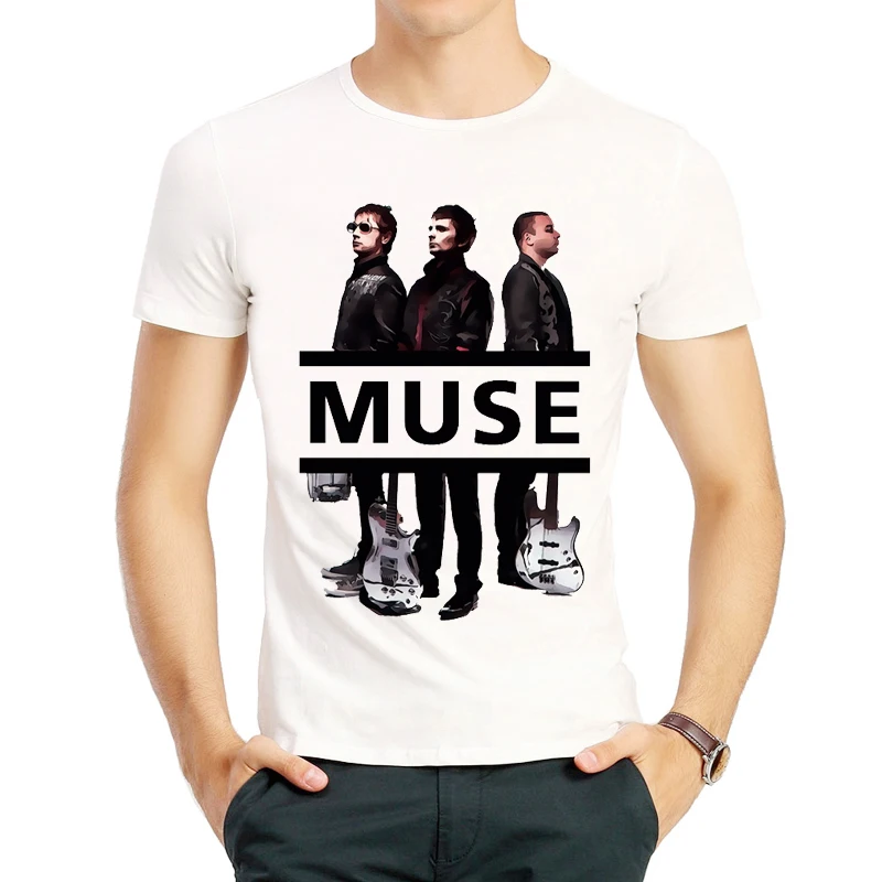 Muse Band T shirt Short Sleeve O Neck Fashion Mens White Color Trendy Band Muse Logo T shirt Top