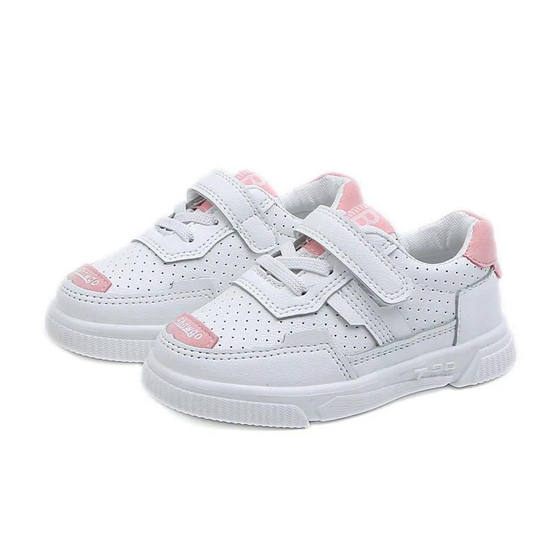 

New Children's Sports Shoes Casual Shoes Boys And Girls Non-slip Wild White Shoes Velcro Children's Shoes