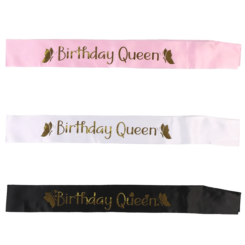 Elegant Birthday Queen Satin Sash Women Girls Queen Birthday Sash Birthday Party Decorations Ideas Supplies