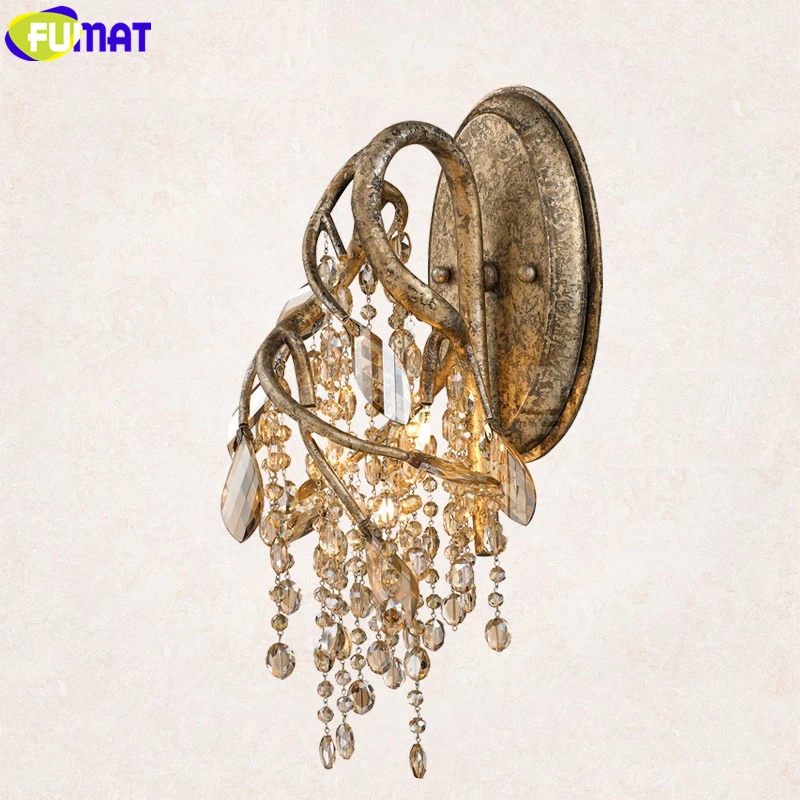 802 FUMAT Cognac Crystal K9 Gold Silver Frame Particularly Shape Wall Light Mirror Lamp G9LED Loft American Art Lamps Fixture