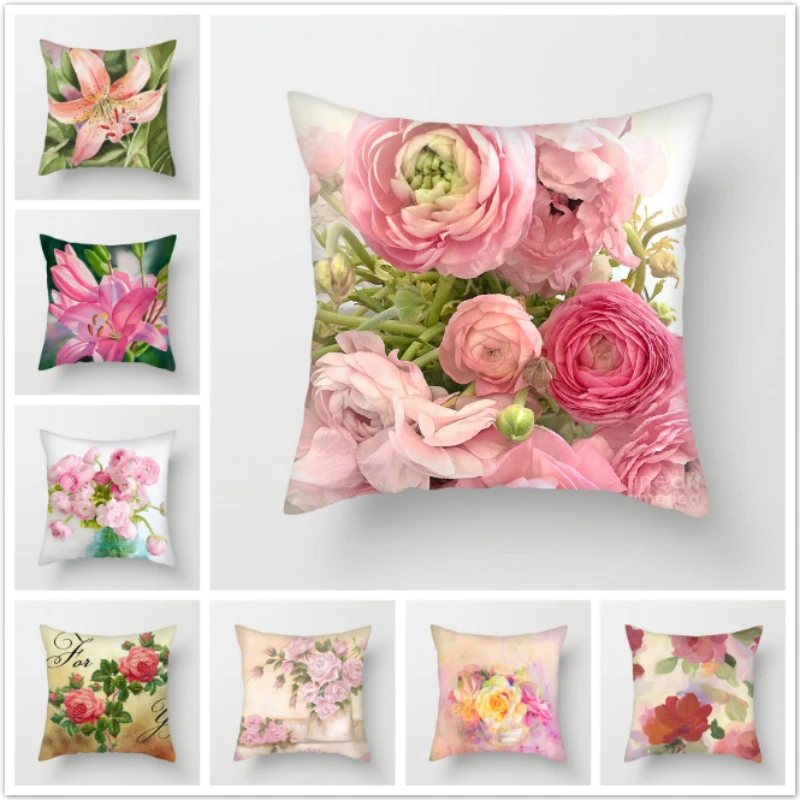 

Fuwatacchi Euro Style Home Decor Cushion Cover Rose Flower Throw Pillow for Sofa Mediterranean Style Pillow Case for Mothers Day