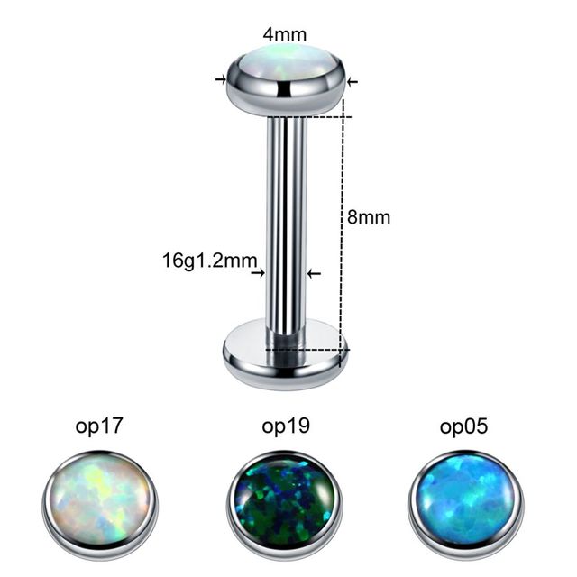 Titanium Labret Nostril Vagina CBR Piercings Opal Ear Septum Helix Cartilage Opal BCR Piercings Micro Dermal Anchor Jewelry