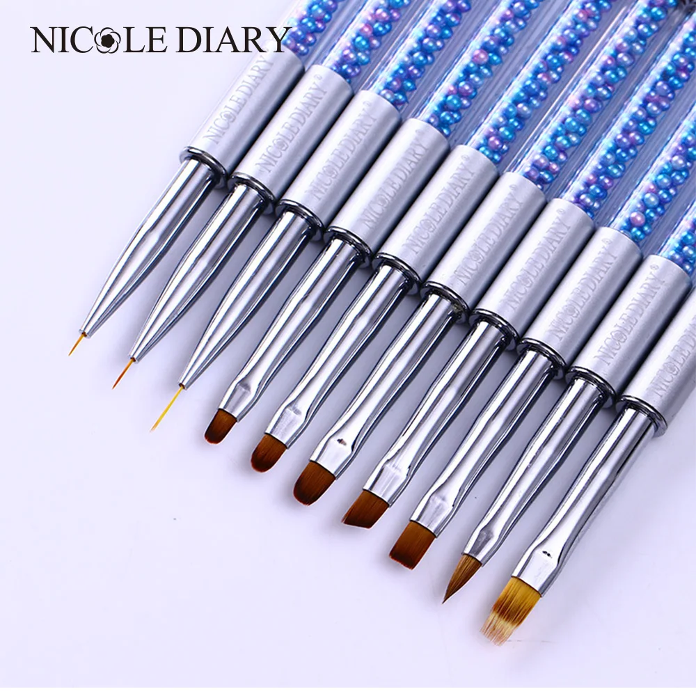 Кисть NICOLE DIARY для ногтей с подводкой-колпачком ручка рисования УФ-гель