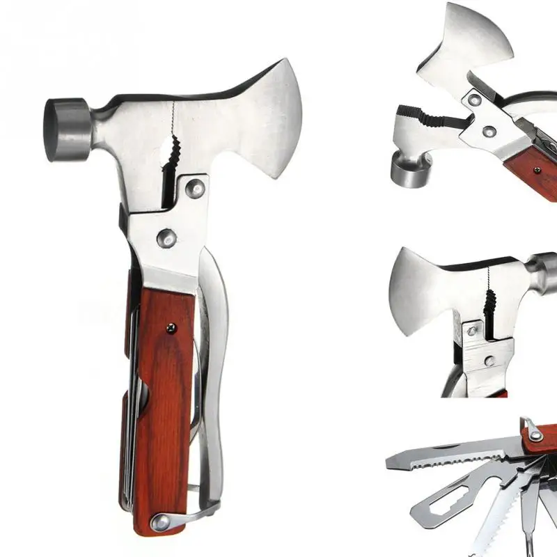 

Mini Ax Portable Stainless Steel Construction Wood Inlay Handle Multitool Axe Outdoor Camping Hatchet Tool Hand Tools