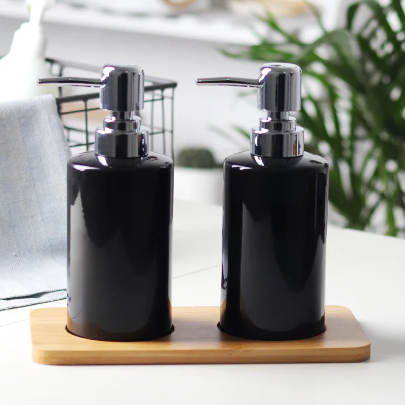 MOIIO Bathroom Accessories Liquid Soap Dispenser Simple Design Shampoo Shower Gel Black White Ceramic Pressing Down Bottle