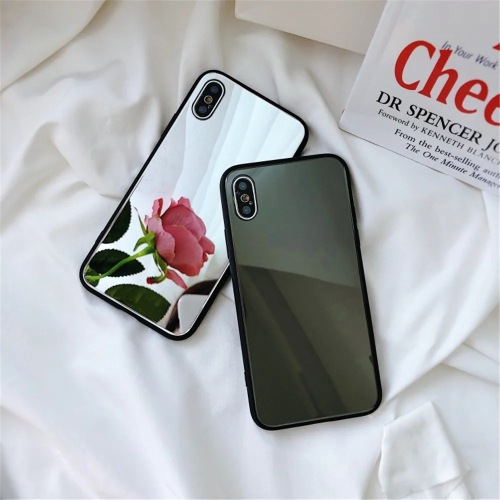 LuxuryTempered Glass Case For iPhone X XR XS Max 8 7 6 6S Plus Acrylic Mirror Soft Phone Cases For iPhone X XR XS Max Back Cover (3)