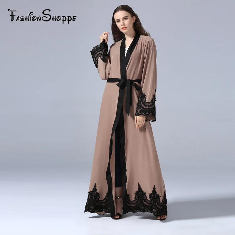 Мусульманское арабское Открытое платье кружевной кардиган Jubah длинный халат
