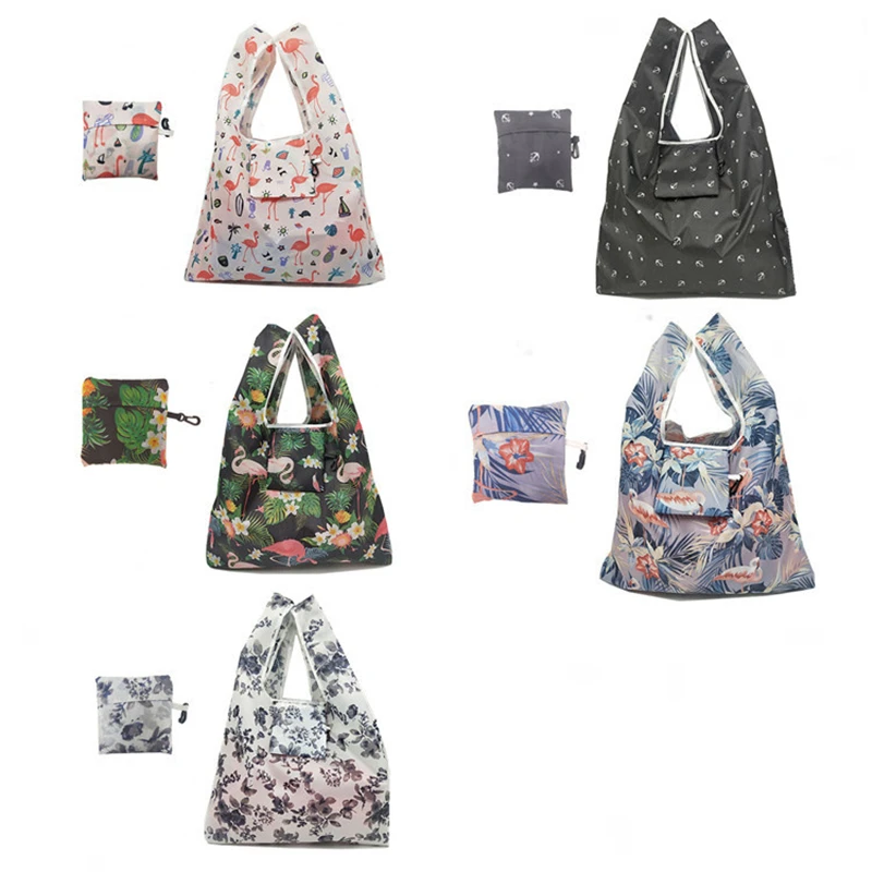PURDORED 1 pc Foldable Eco Shopping Bag Flamingo Shopping Bag Portable Large-Capacity Handy Tote Shopping bag Dropshipping PURDORED 1 pc Foldable Eco Shopping Bag Flamingo Shopping Bag Portable Large-Capacity Handy Tote Shopping bag Dropshipping