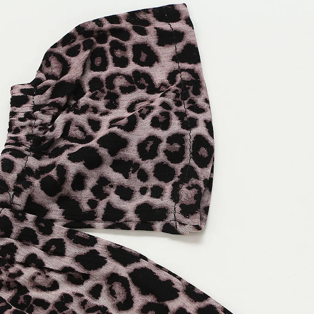 Комплекты для маленьких девочек Летняя модная одежда для детей и малышей хлопковый топ с открытыми плечами и леопардовым принтом + штаны