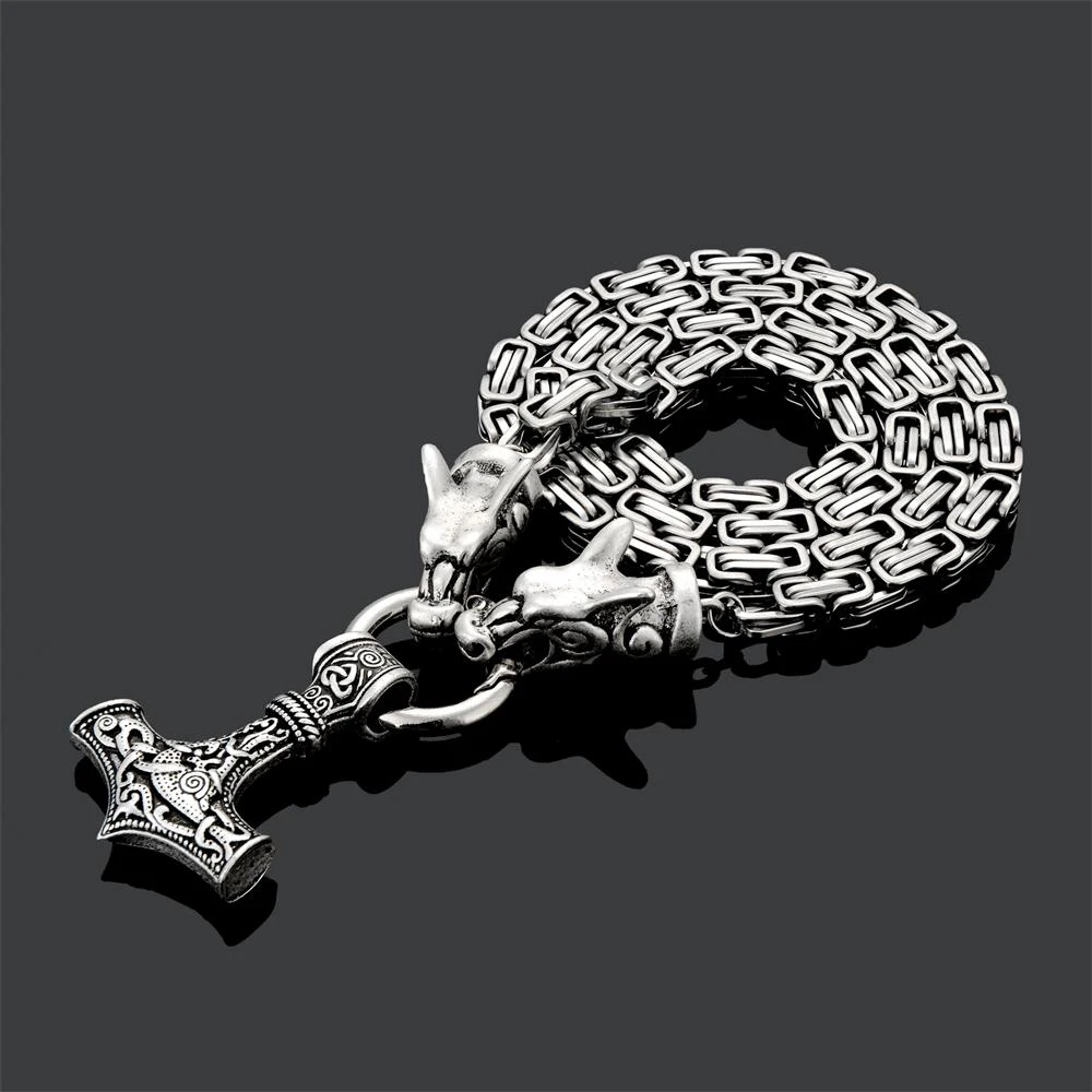 

Vintage Odin Pendant Viking Thor's hammer Amulets Stainless steel Necklace Men jewelry
