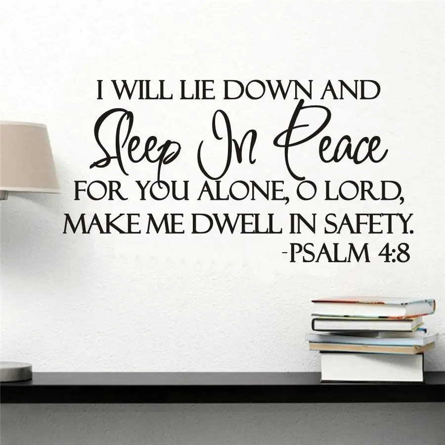 

Sleep In Peace PSALM 4:8 Bible Verse Wall decal Quote Vinyl Sticker Inspiration