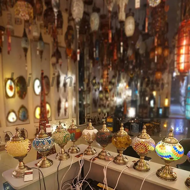 Романтический свет E27Hand-inlaid стеклянная мозаика спальня гостиная декоративные настольные лампы в средиземноморском стиле хороший стиль лампы в турецком стиле