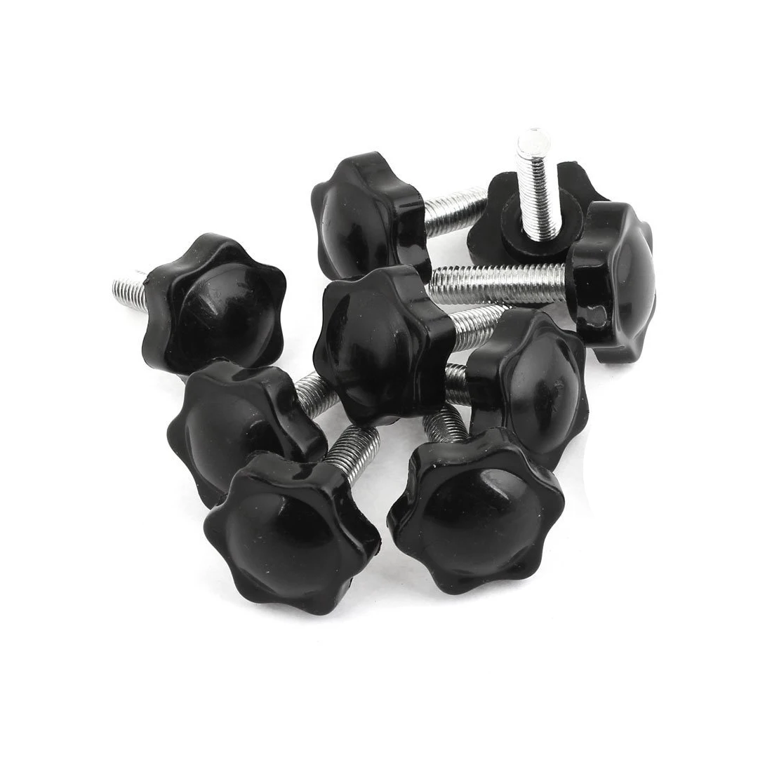 

10 Pcs M8x30mmx32mm Male Thread Hex Shaped Head Clamping Screw Knob
