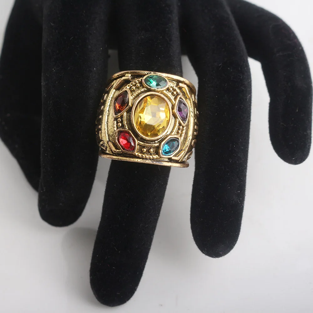 SG New Gold Thanos Infiniter Power Gauntlet Crystal Rings Avengers 3 Infinity War The Space Stone Girl Women Boys Cosplay Ring
