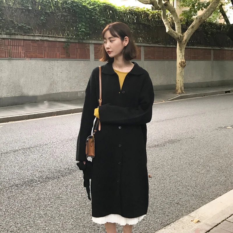 

3 colors knitted sweaters women spring solid color korean style lace up long cardigans womens (C9113)