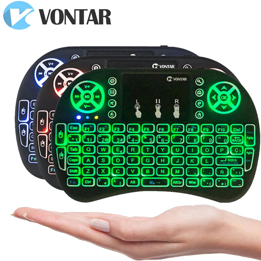 

2.4GHz Backlit Wireless Mini Keyboard i8 Fly Air Mouse English/Russian/Spanish Remote Control with Backlight for Android TV BOX