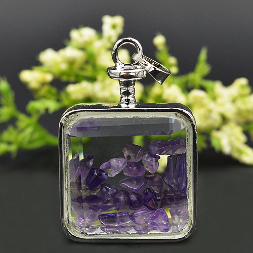 Buy YA1271 Stone Chips Glass Bottle Pendant Silver
