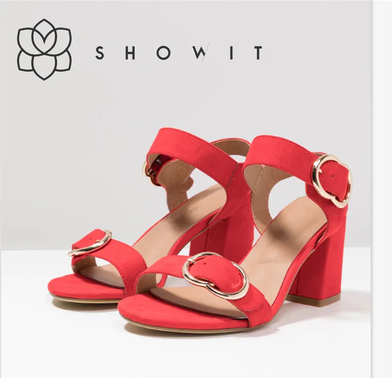 

Show- it Fashion design Microfiber material comfort Lady Shoes Spring High Heels Shoes Women Cover Heel Sandalias Ladies Shoes