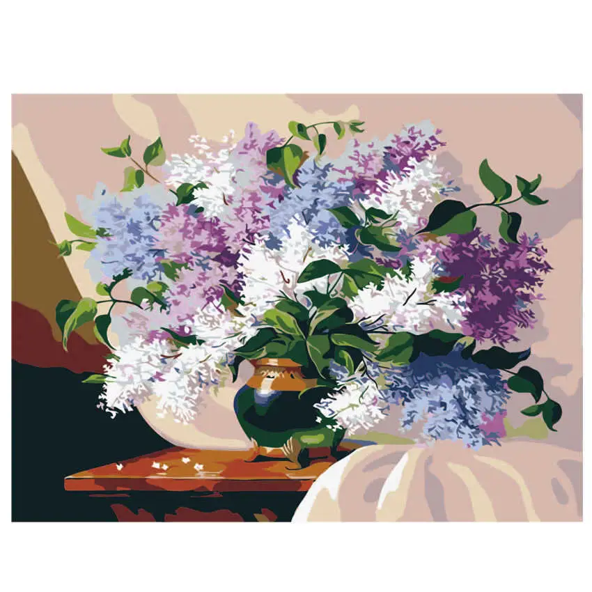 

WEEN Blooming Flower Framed Pictures DIY Painting By Numbers Wall Art Acrylic Paintings Handpainted Home Decor For Living Room