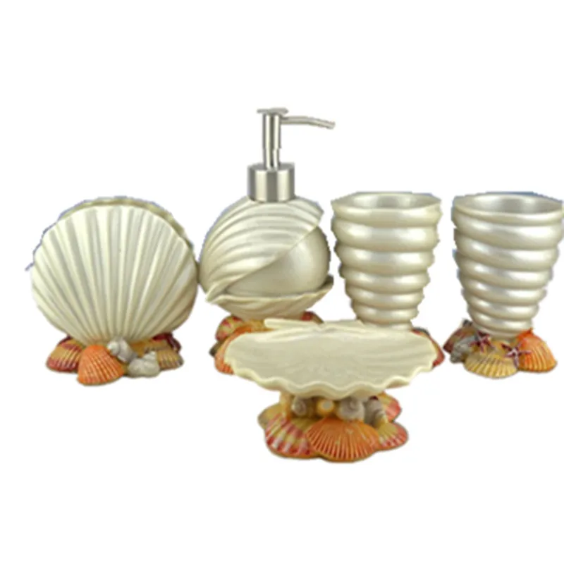 Badezimmer muschel Sets Weiß Schöne Ozean Muschel Lotion Flasche