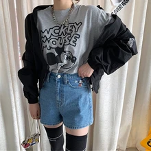 купить! 2019 Новый Хлопок Лето Микки Маус Джинсовые Шорты Женщины Женский Повседневная Горячая Продажа Джинс