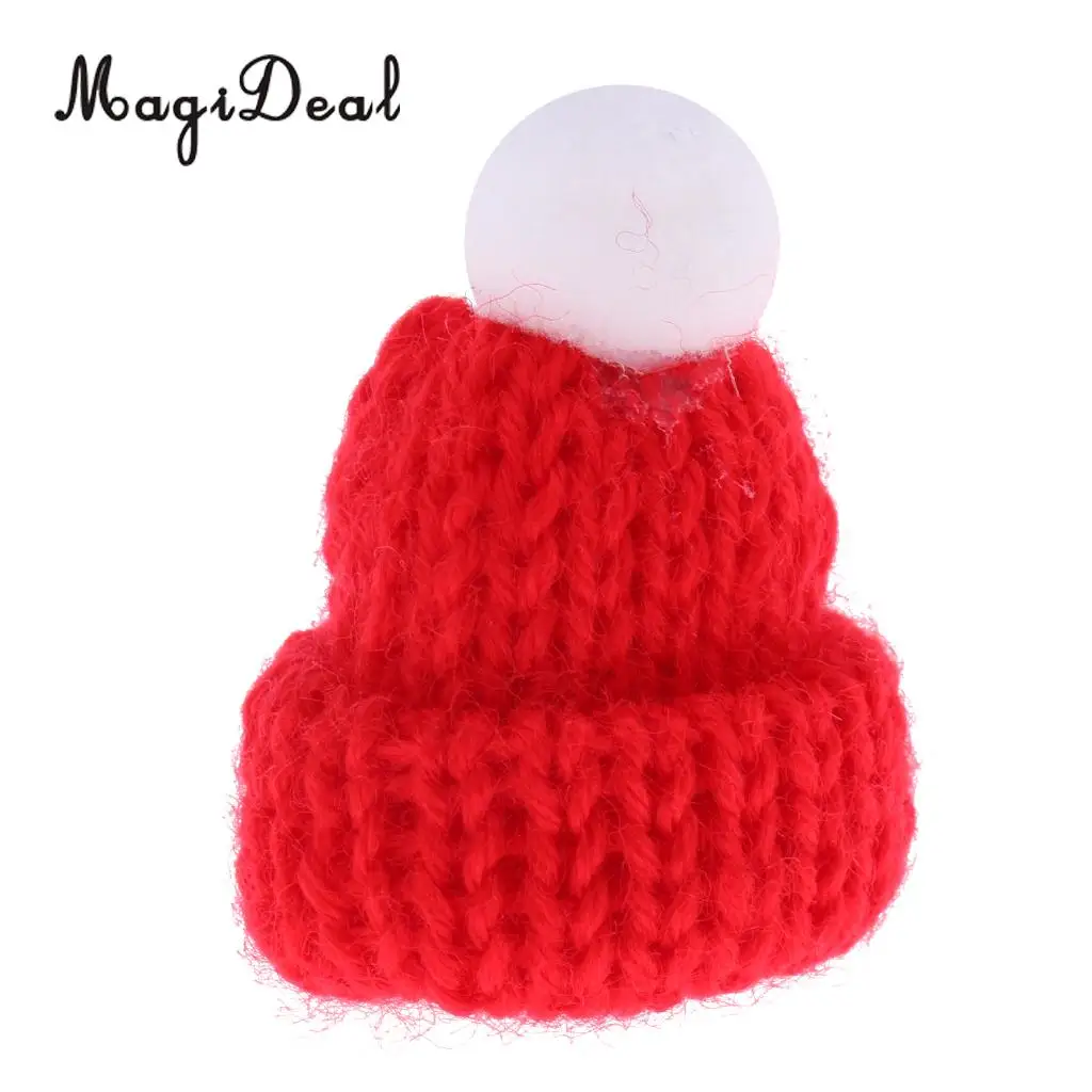 Lovely Miniature Mini Knit Hats for 1:12 Scale Dollhouse Miniature Home Shop Accessories Dolls House Interior Decoration Red